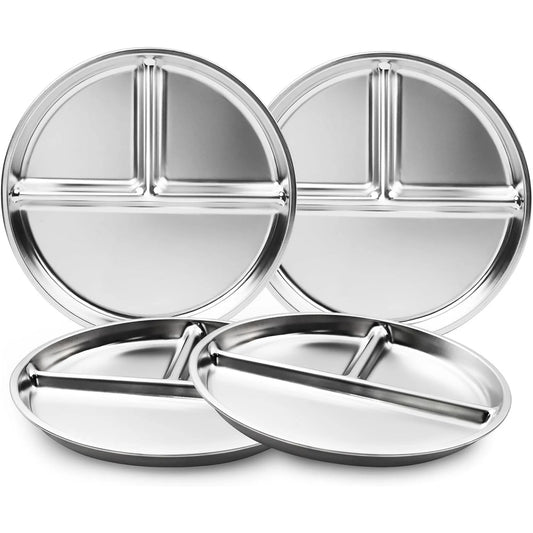 Leo & Sun™ Stainless Steel Kids Plates — 4 Pack
